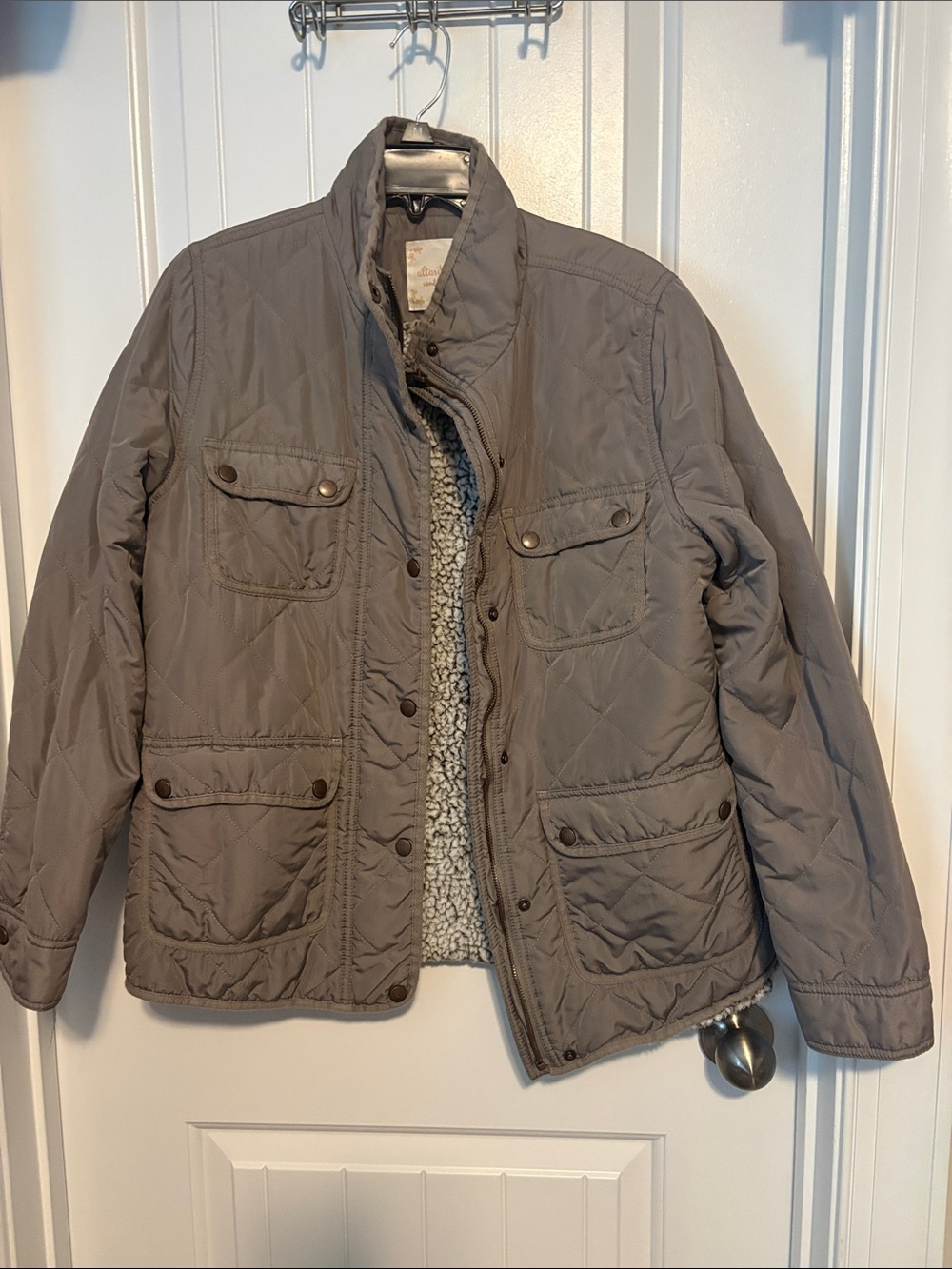 Altar'd State Quilted Sherpa-Lined Field Jacket - Gray